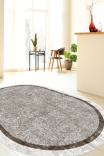 Hermes Kahve OVAL Yeni Nesil Baskılı Halı & Yolluk