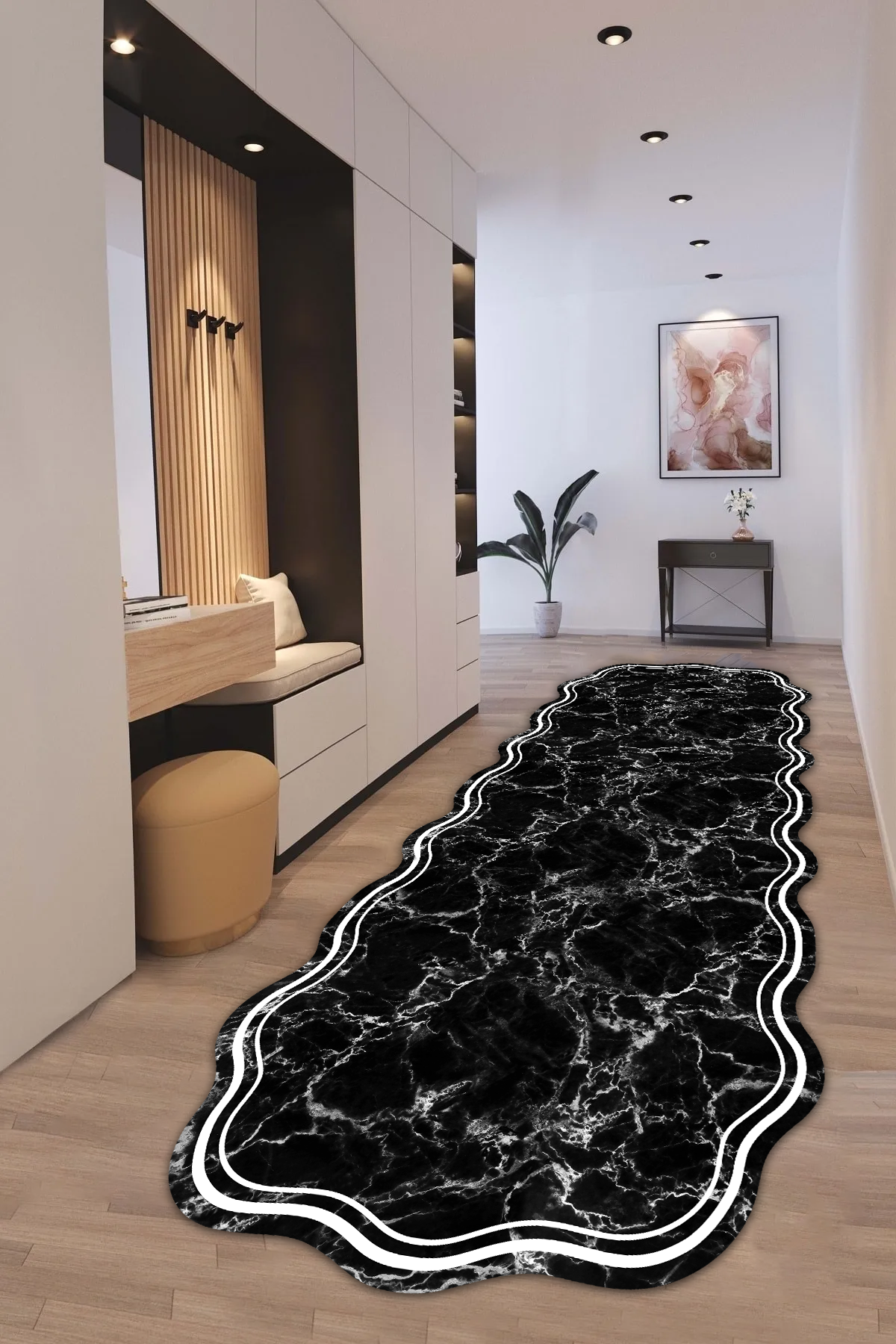 Mermeralda Siyah Yeni Nesil Baskılı Halı & Yolluk