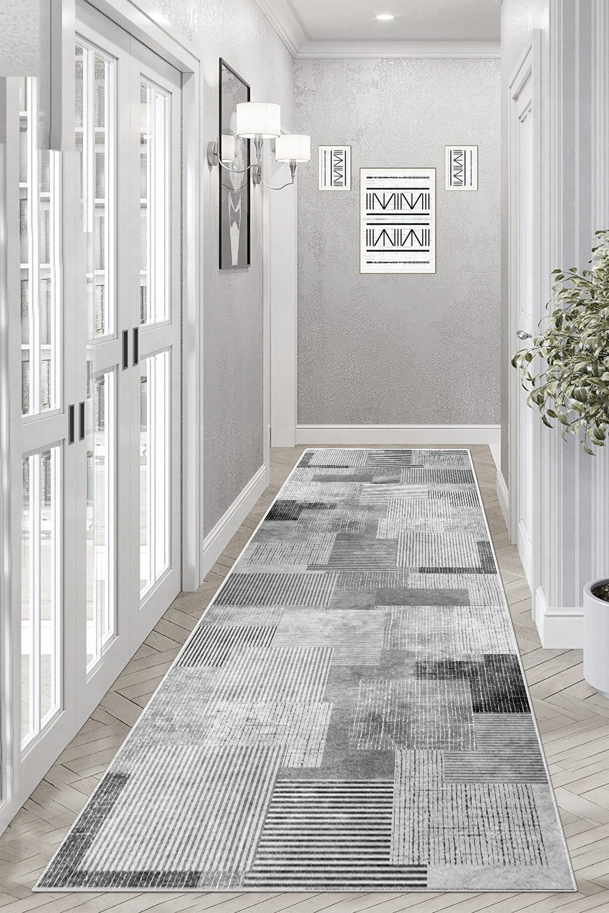 Meto Gri Yeni Nesil Baskılı Halı & Yolluk
