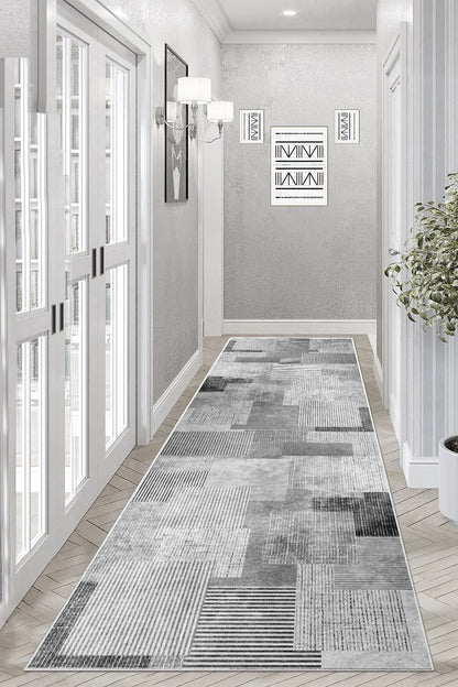 Meto Gri Yeni Nesil Baskılı Halı & Yolluk