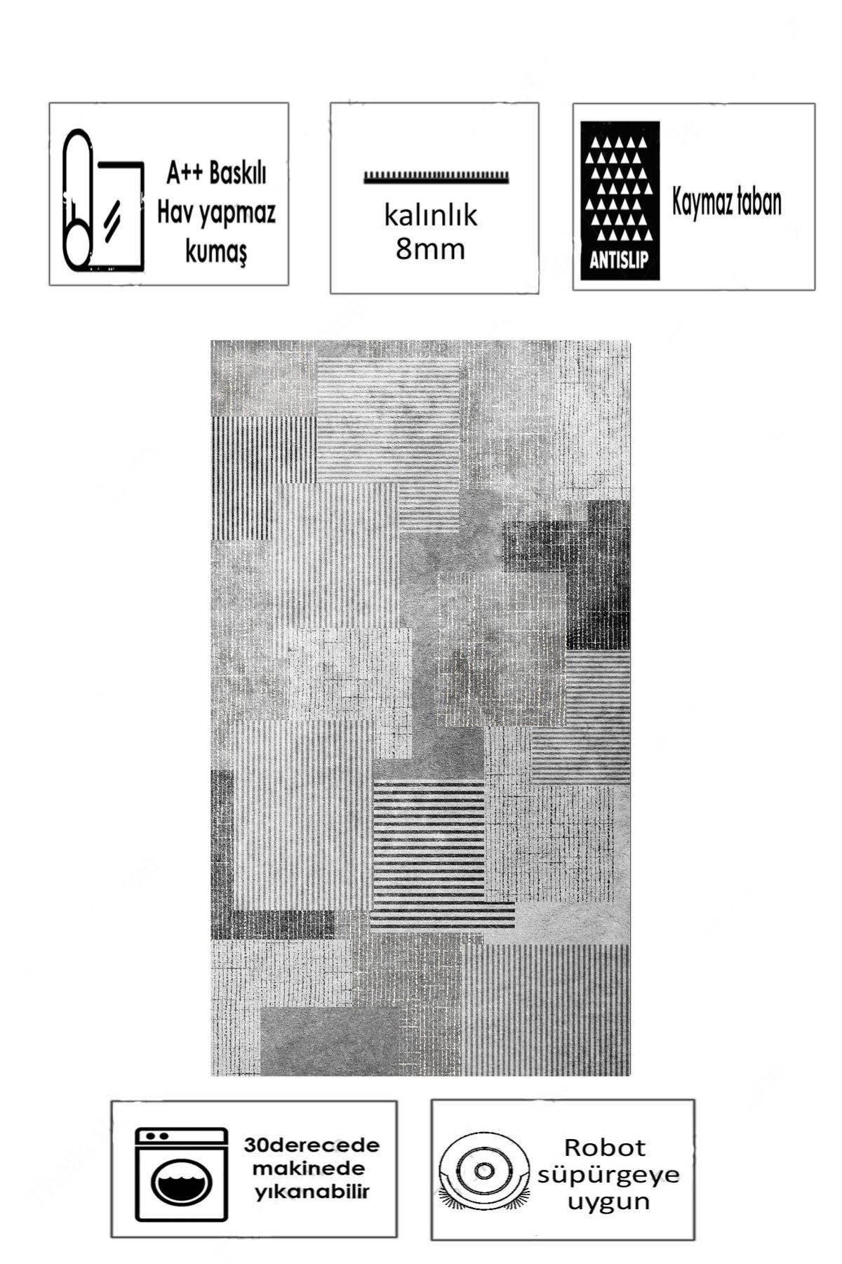 Meto Gri Yeni Nesil Baskılı Halı & Yolluk