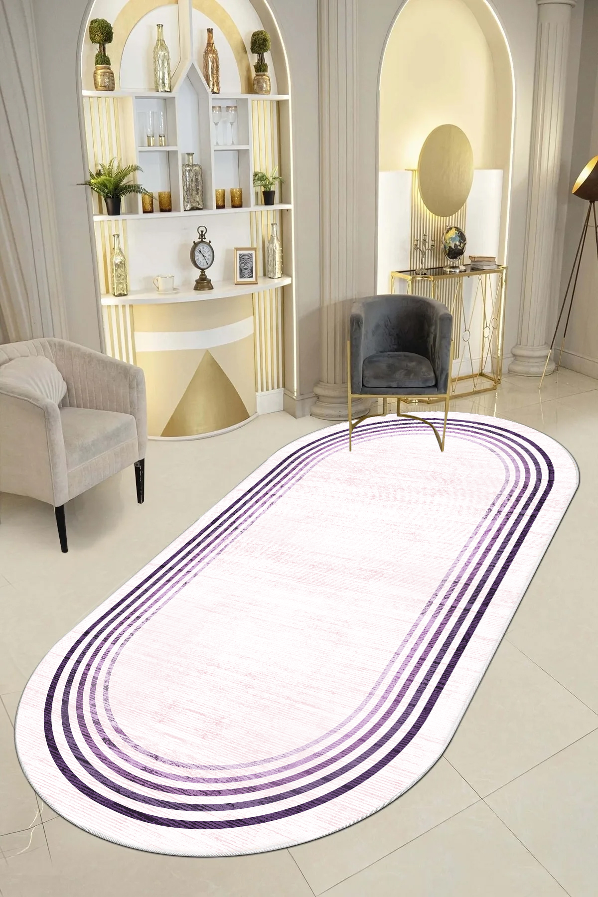 Aura pembe oval  Yeni Nesil Baskılı Halı & Yolluk