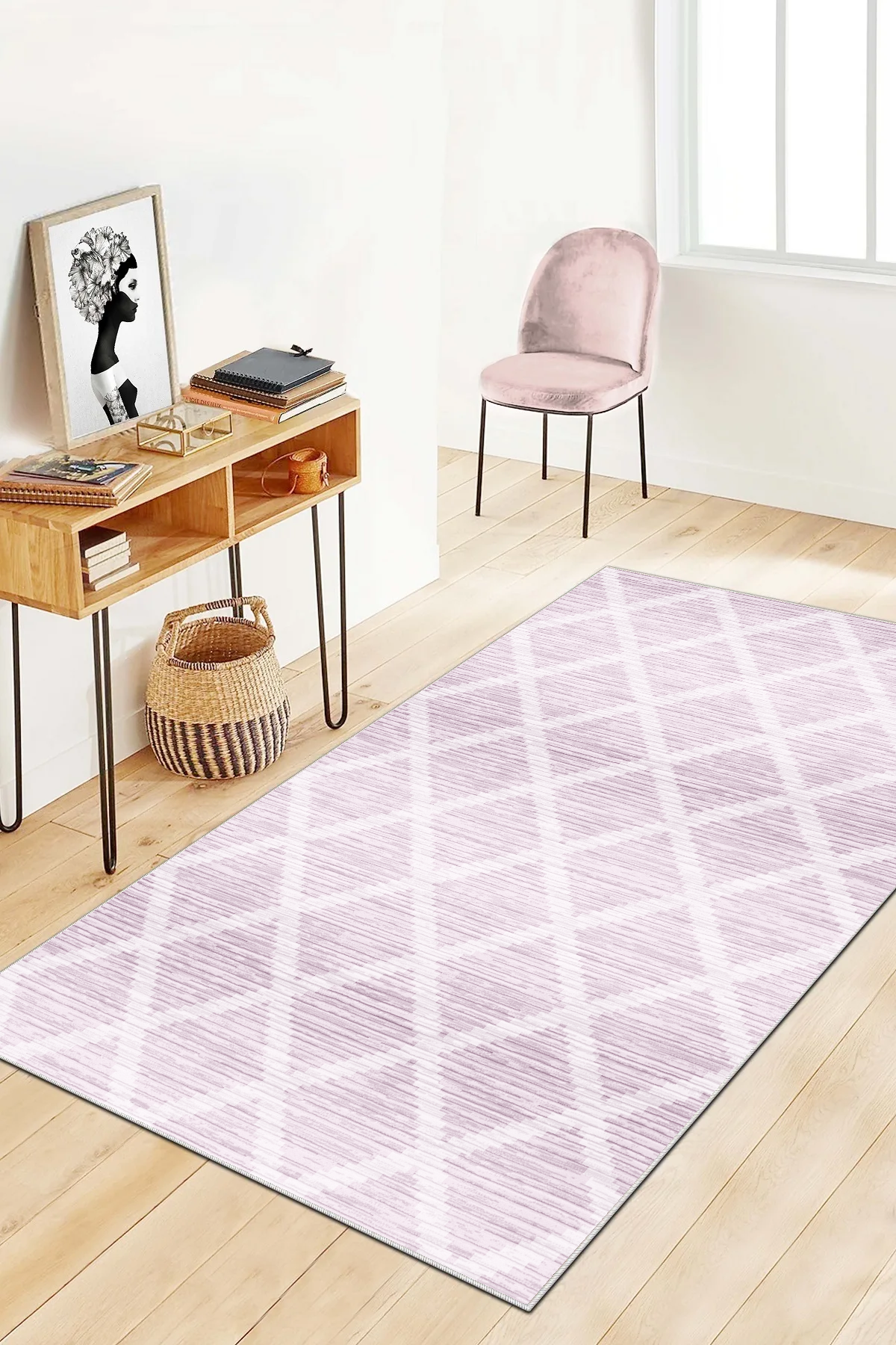 Hazal pembe Yeni Nesil Baskılı Halı & Yolluk