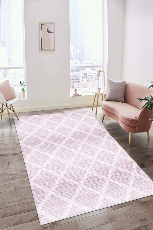 Hazal pembe Yeni Nesil Baskılı Halı & Yolluk