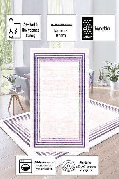 Aura pembe  Yeni Nesil Baskılı Halı & Yolluk