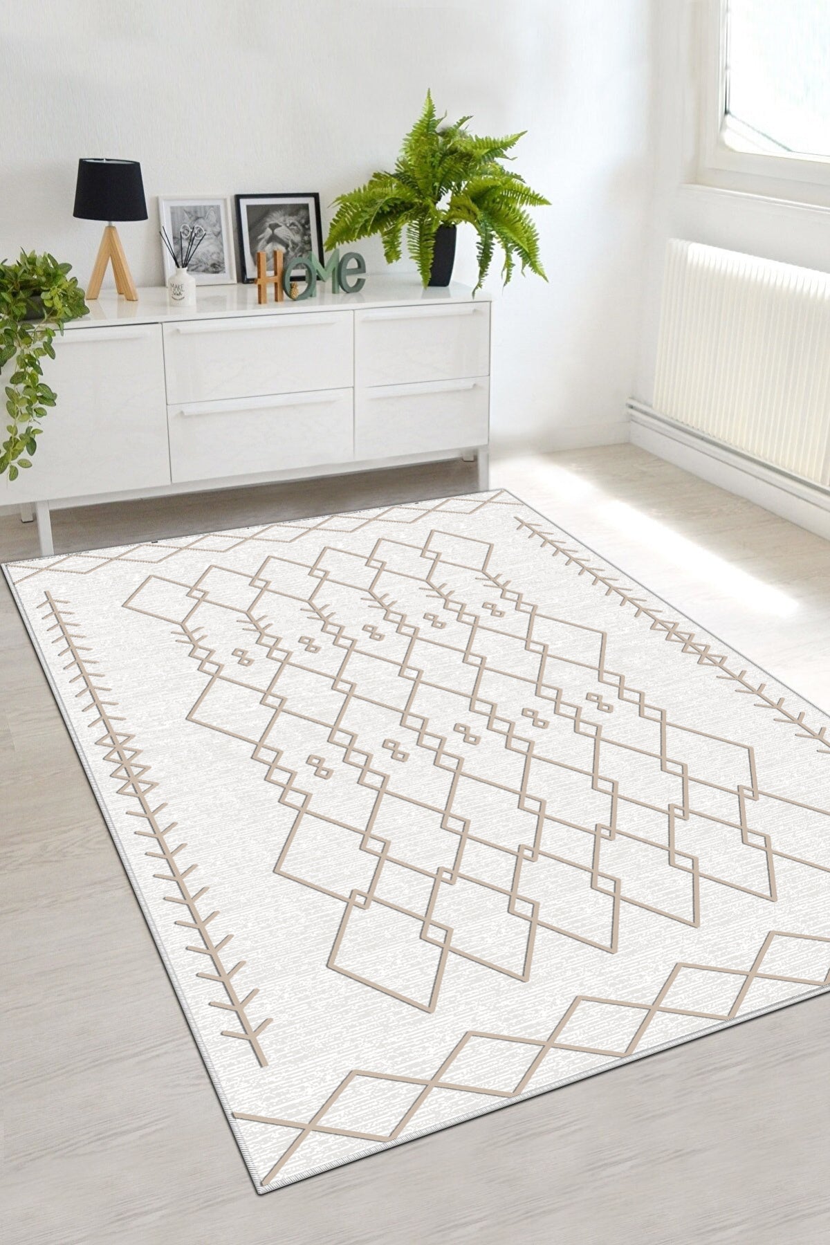 Perla Bej Yeni Nesil Baskılı Halı & Yolluk