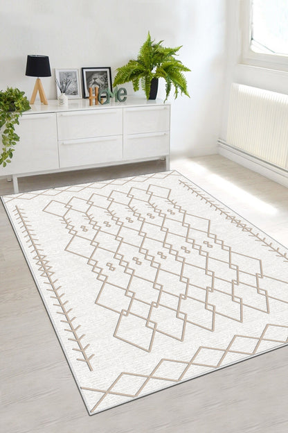 Perla Bej Yeni Nesil Baskılı Halı & Yolluk