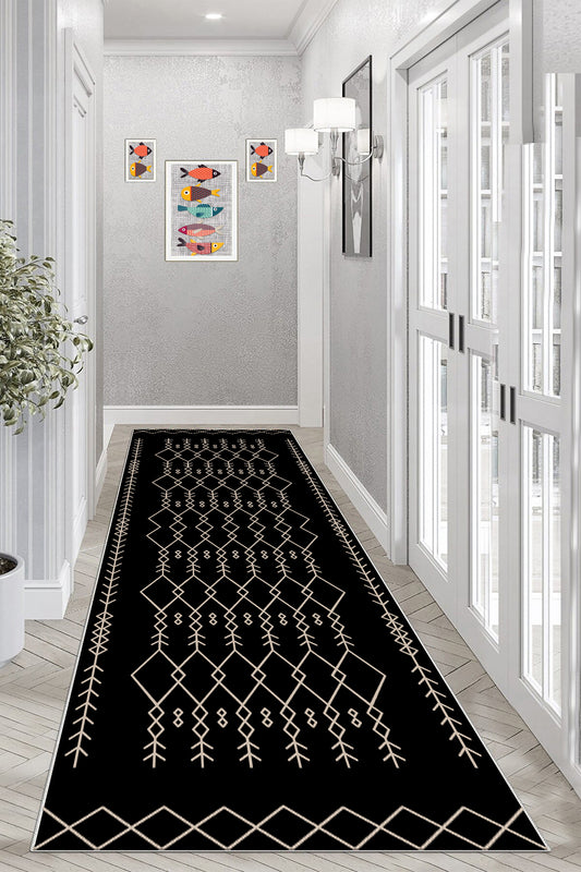 Perla Siyah Yeni Nesil Baskılı Halı & Yolluk