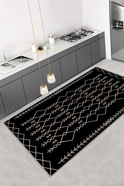 Perla Siyah Yeni Nesil Baskılı Halı & Yolluk