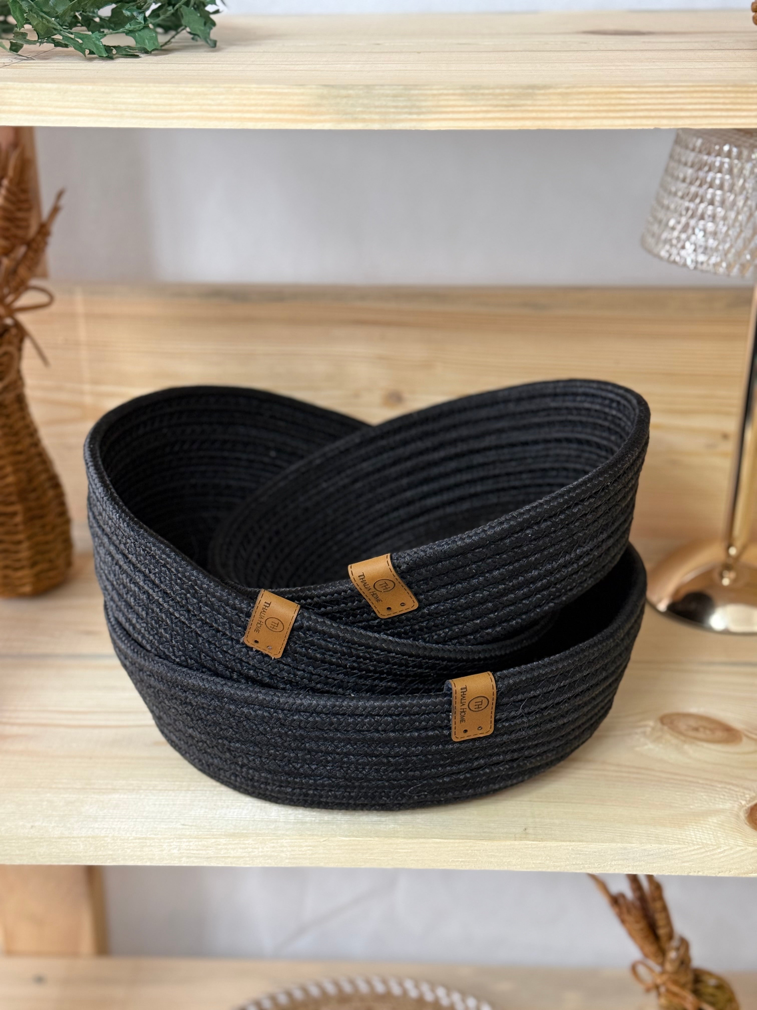 3 Lü Sepet Takımı , Çok Amaçlı Sepet, Banyo Ve Mutfak Organizeri Üçlü YUVARLAK SİYAH