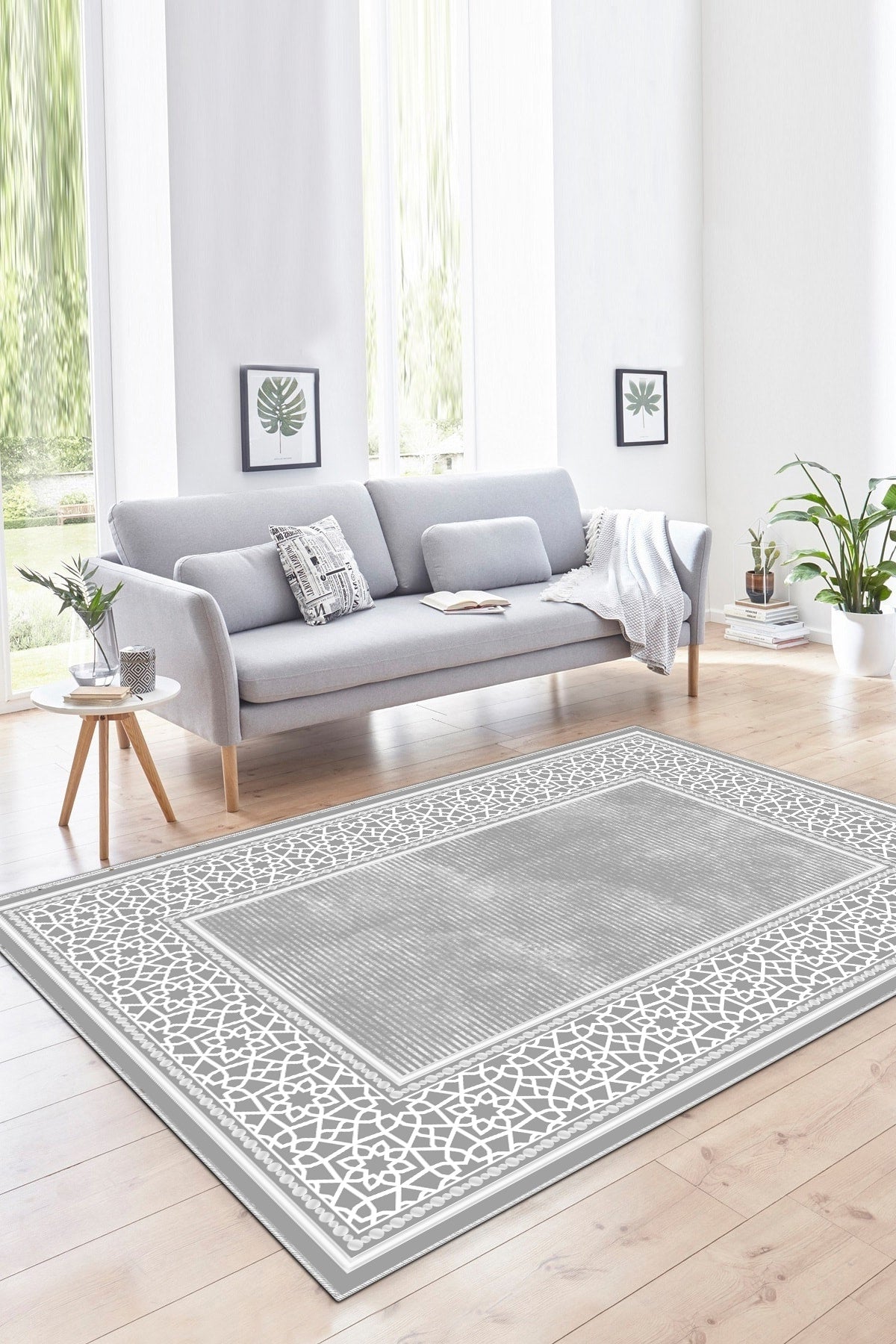 Saray Gri Yeni Nesil Baskılı Halı & Yolluk