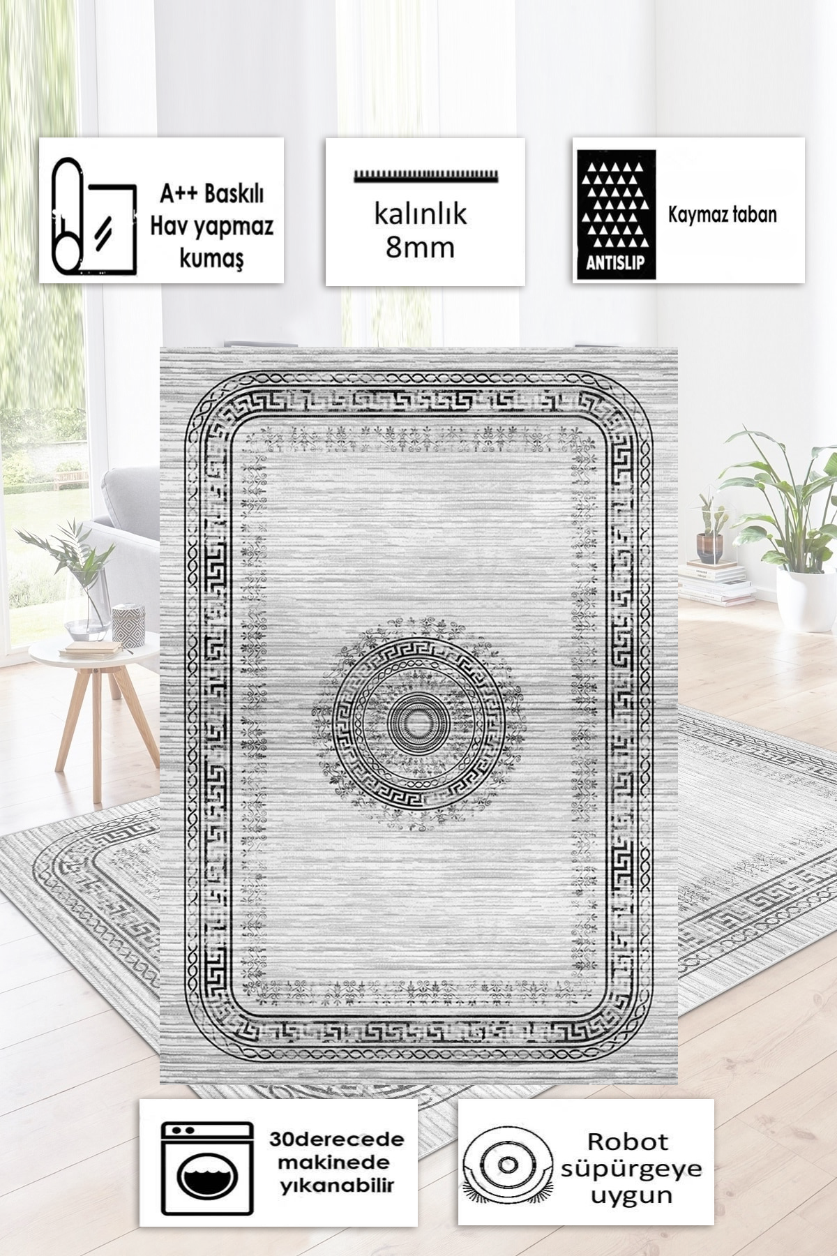 kleopatra Siyah Yeni Nesil Baskılı Halı & Yolluk