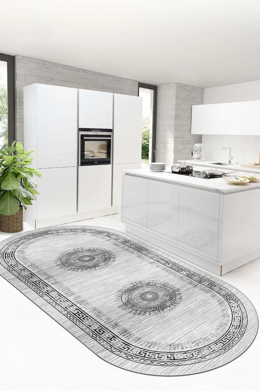 kleopatra Siyah oval Yeni Nesil Baskılı Halı & Yolluk