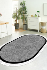 Hermes Siyah Oval Yeni Nesil Baskılı Halı & Yolluk