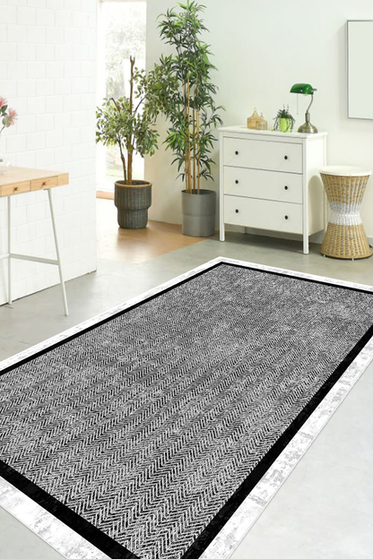 Hermes Siyah Yeni Nesil Baskılı Halı & Yolluk