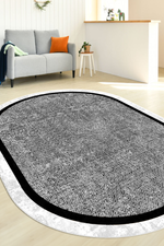 Hermes Siyah Oval Yeni Nesil Baskılı Halı & Yolluk