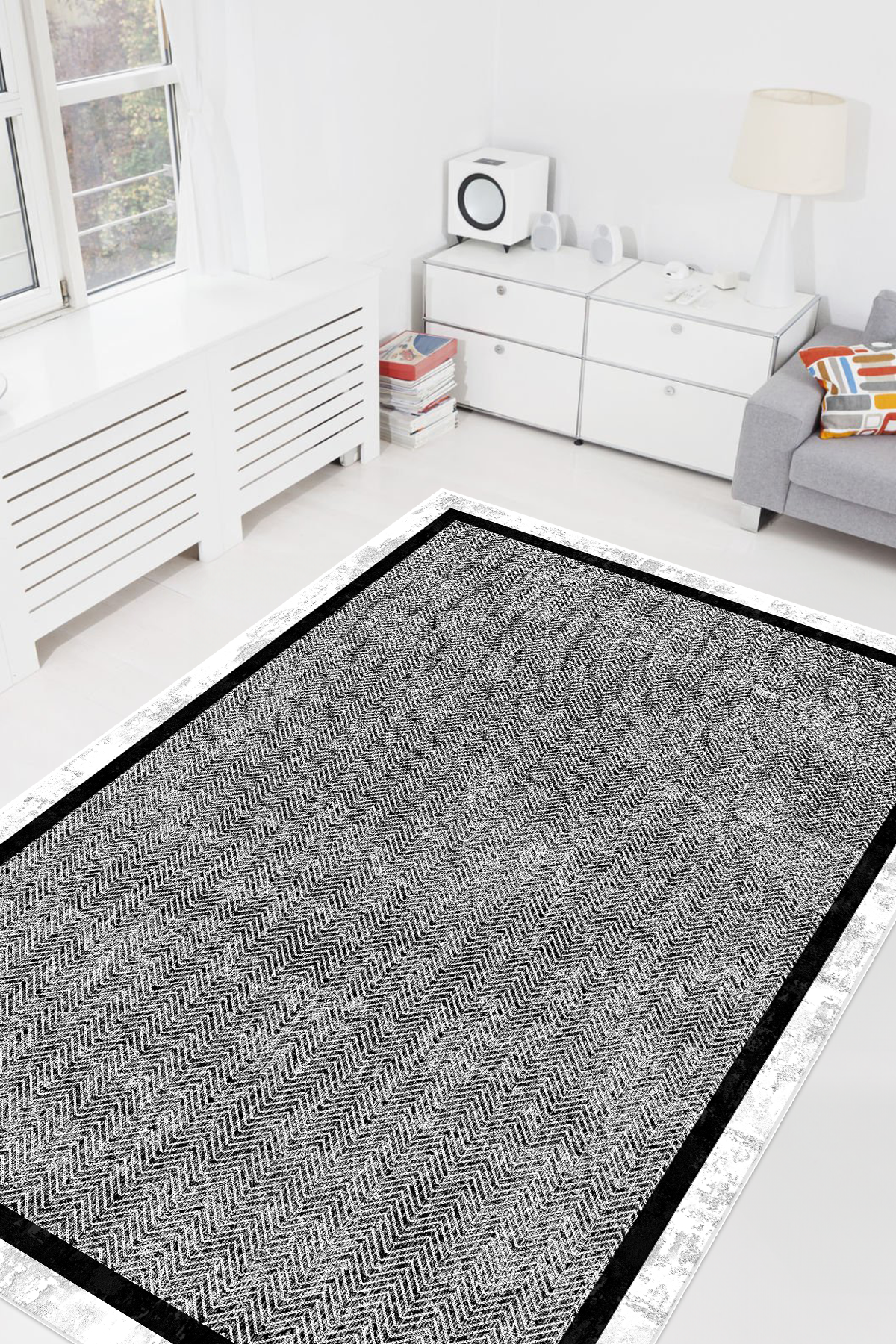 Hermes Siyah Yeni Nesil Baskılı Halı & Yolluk