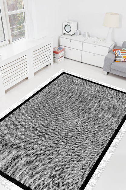 Hermes Siyah Yeni Nesil Baskılı Halı & Yolluk