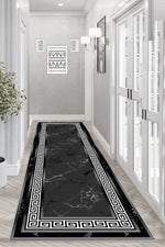 Versace Siyah Varak Yeni Nesil Baskılı Halı & Yolluk