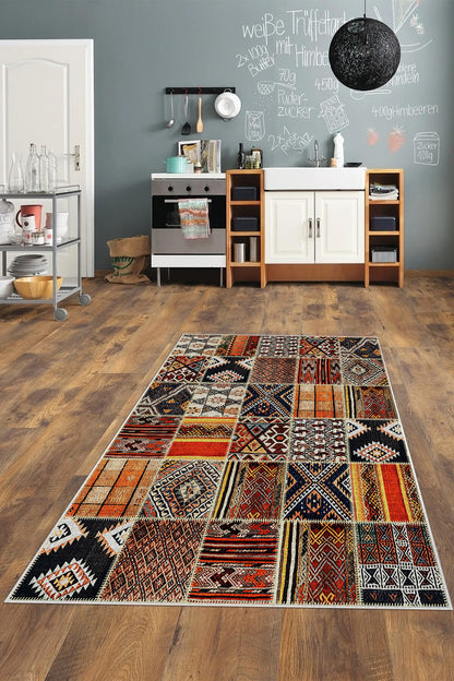 Yorem Desen Baskılı Kaymaz Taban Mutfak Halısı