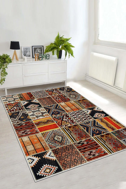 Yorem Desen Baskılı Kaymaz Taban Mutfak Halısı