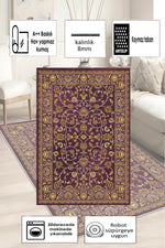 Kaymaz tabanlı Yeni Nesil Baskılı Halı & Yolluk Atlas Bordo