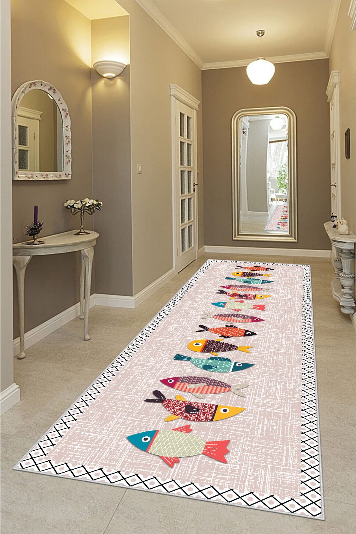 Balık Pembe Yeni Nesil Baskılı Halı & Yolluk
