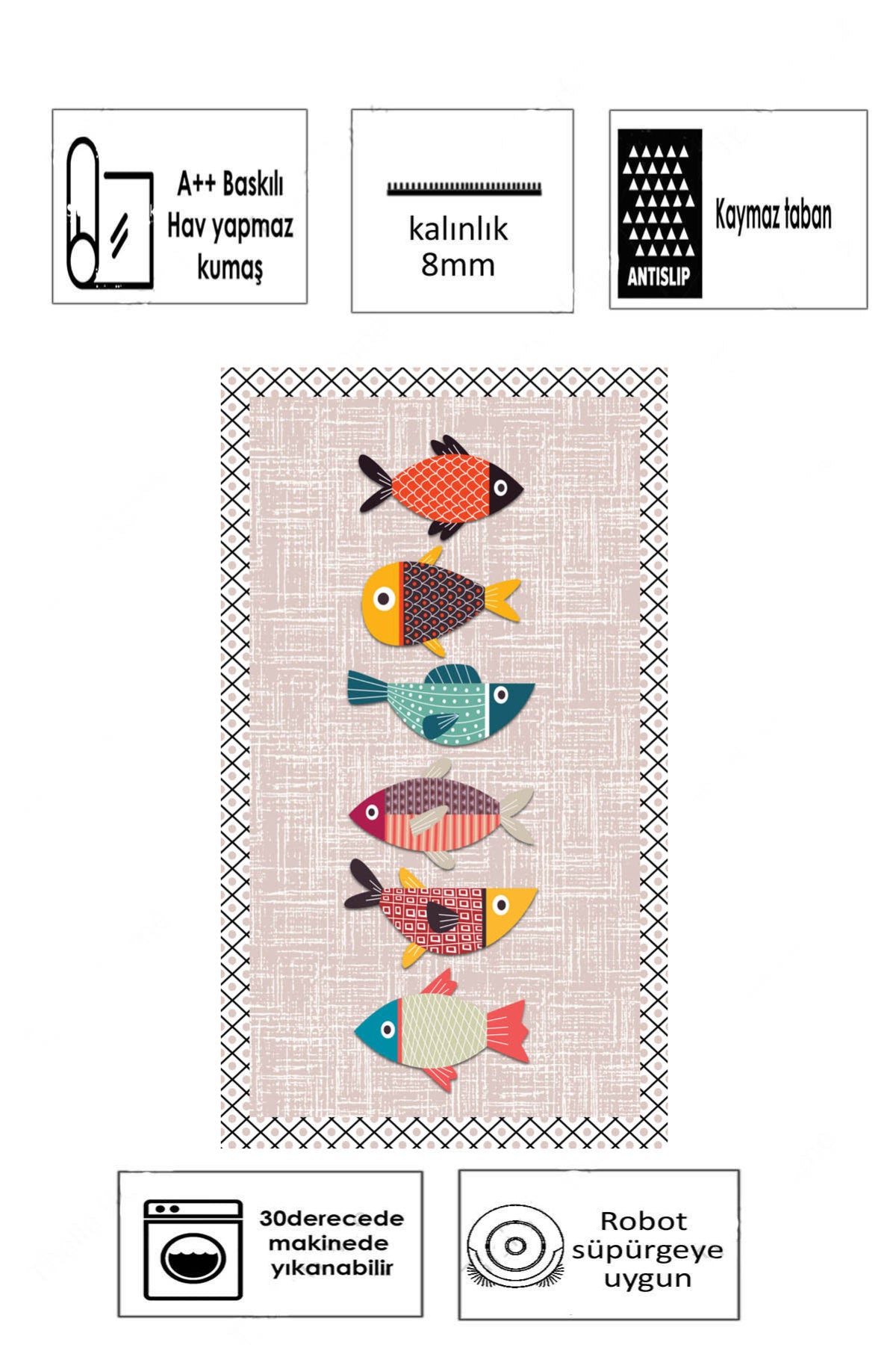 Balık Pembe Yeni Nesil Baskılı Halı & Yolluk