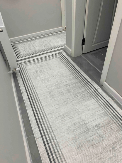 Aura gri Yeni Nesil Baskılı Halı & Yolluk