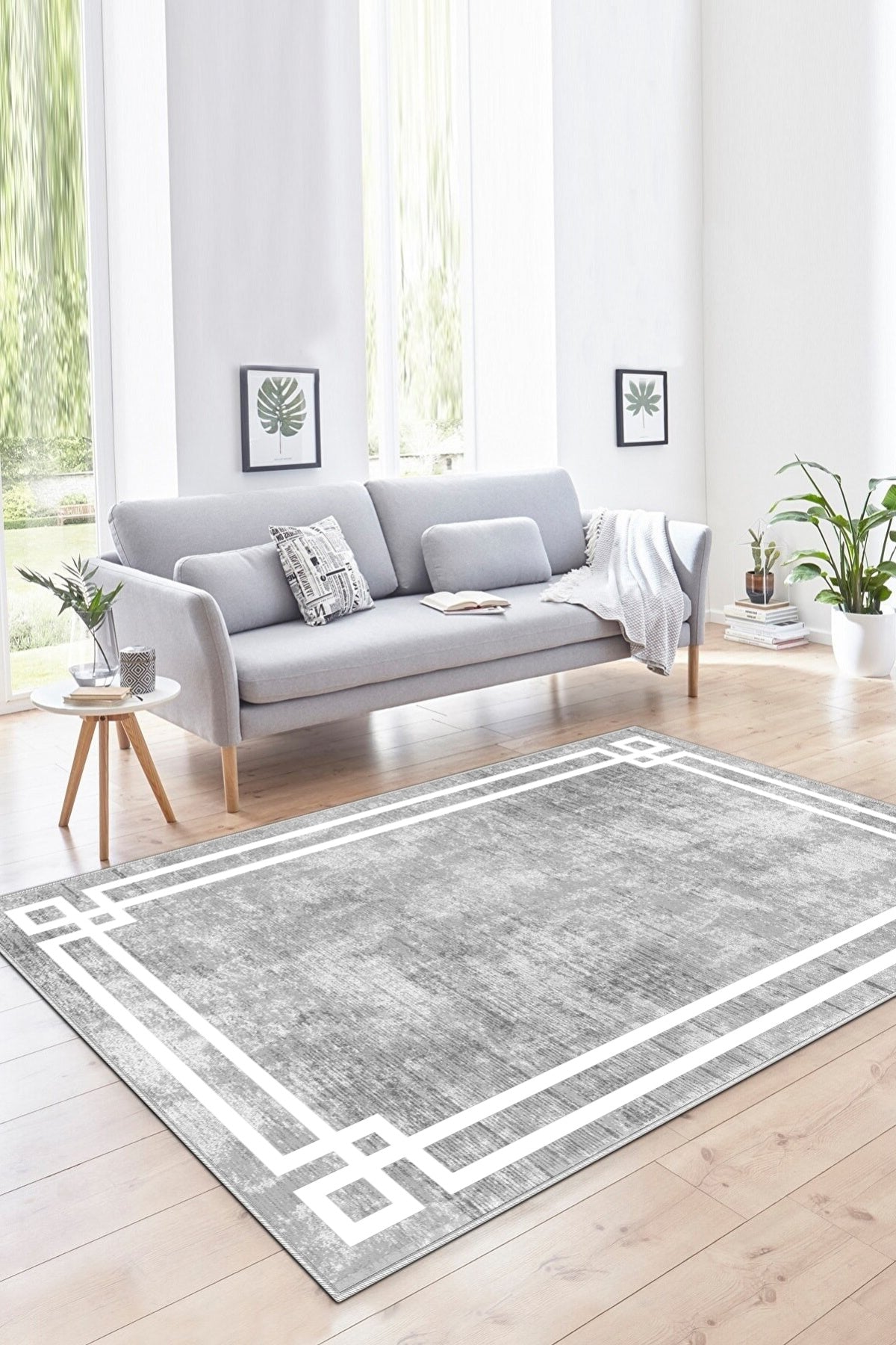 Klasik Gri Yeni Nesil Baskılı Halı & Yolluk