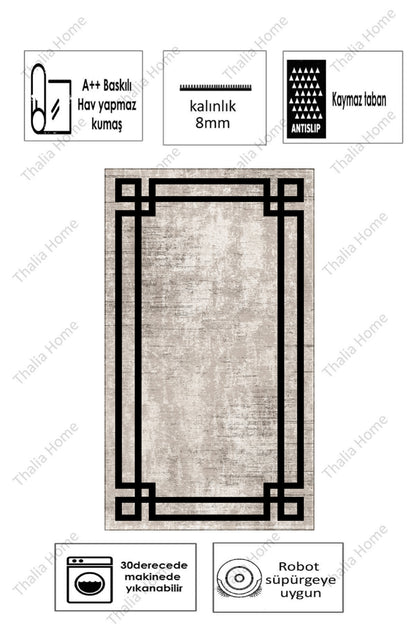 Klasik Bej Yeni Nesil Baskılı Halı & Yolluk