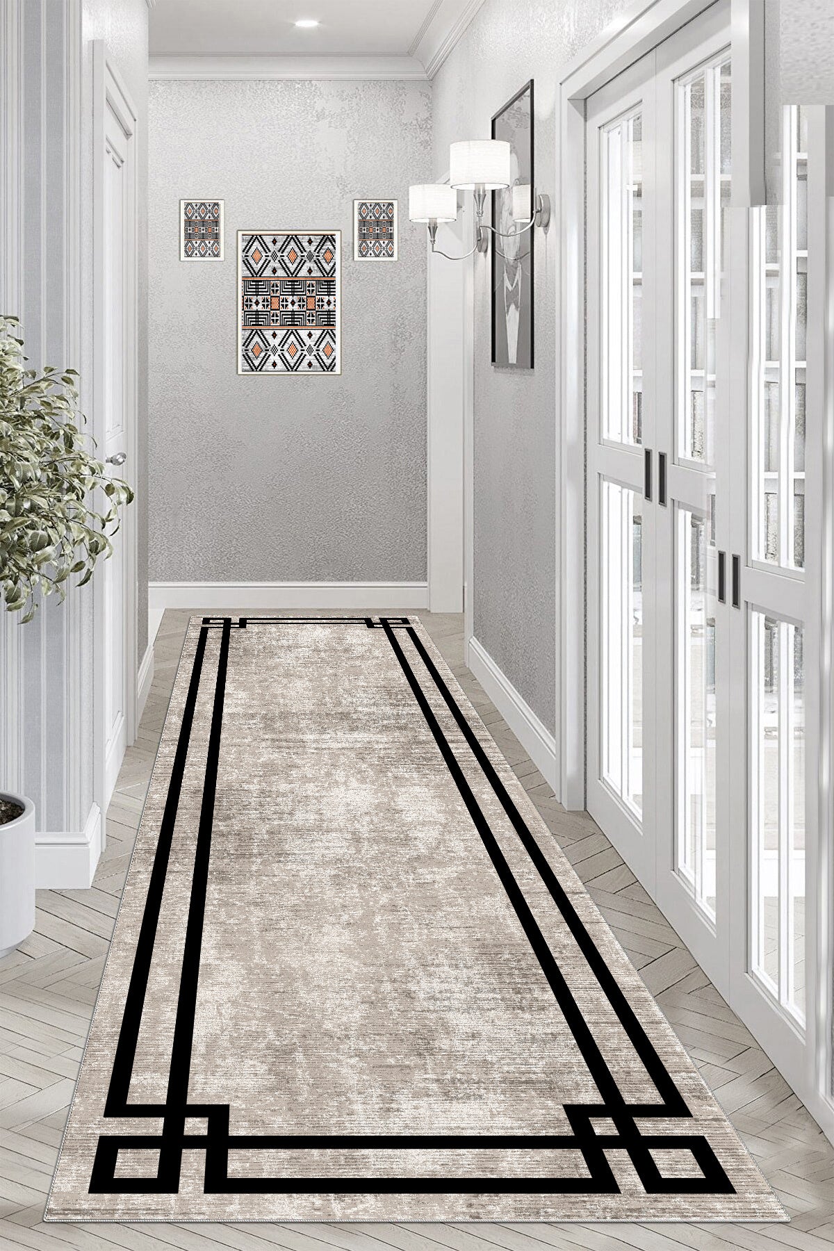 Klasik Bej Yeni Nesil Baskılı Halı & Yolluk