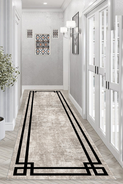 Klasik Bej Yeni Nesil Baskılı Halı & Yolluk