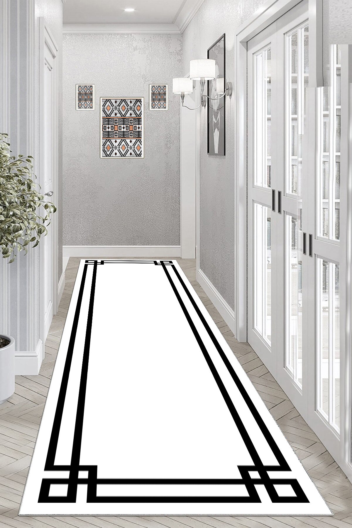 Klasik Beyaz Yeni Nesil Baskılı Halı & Yolluk