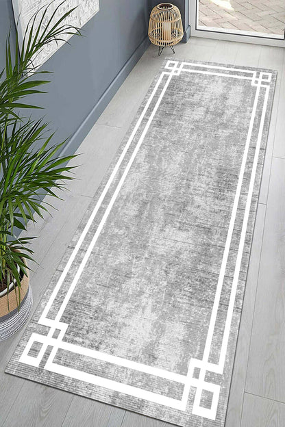 Klasik Gri Yeni Nesil Baskılı Halı & Yolluk