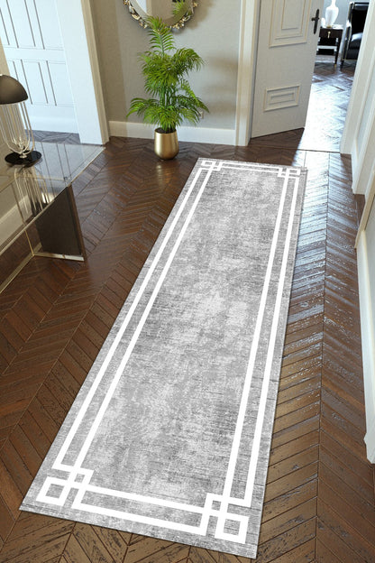 Klasik Gri Yeni Nesil Baskılı Halı & Yolluk