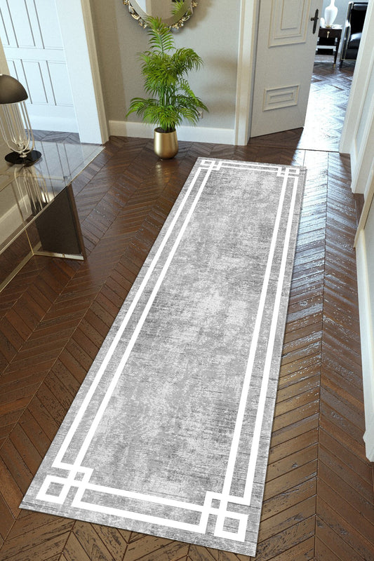 Klasik Gri Yeni Nesil Baskılı Halı & Yolluk