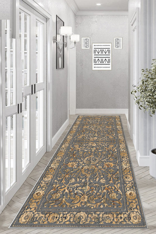 Sultan Gri Yeni Nesil Baskılı Halı & Yolluk