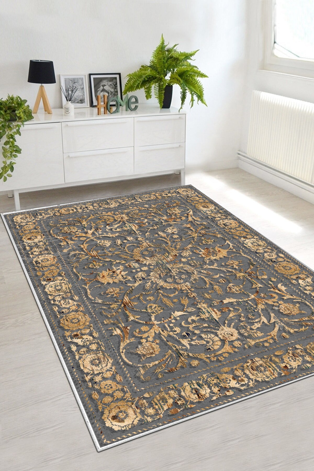 Sultan Gri Yeni Nesil Baskılı Halı & Yolluk