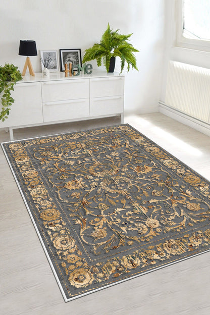 Sultan Gri Yeni Nesil Baskılı Halı & Yolluk