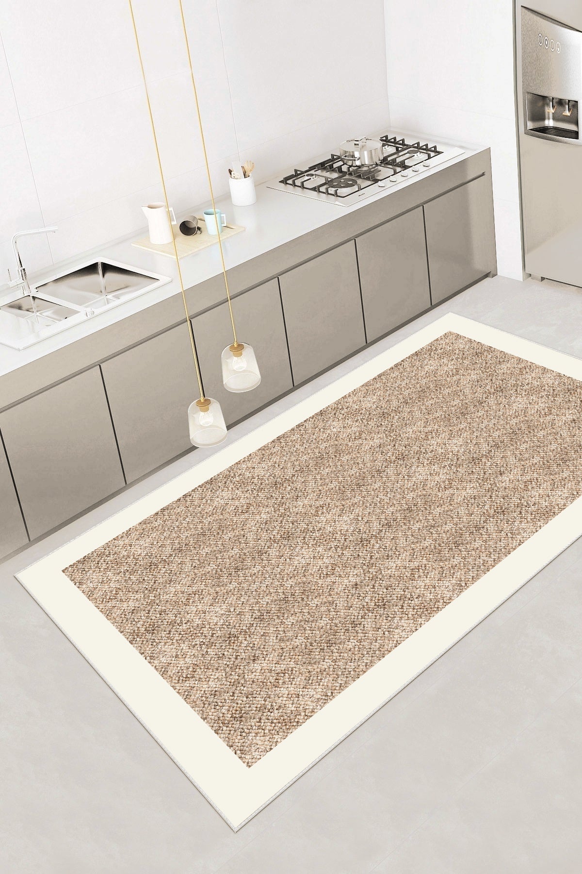 Hasır Krem Yeni Nesil Baskılı Halı & Yolluk