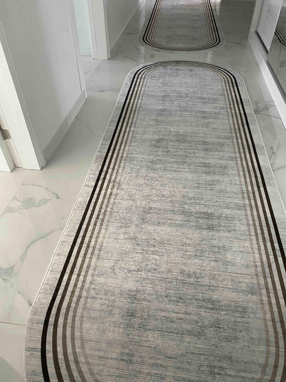 Aura Bej Oval Yeni Nesil Baskılı Halı & Yolluk