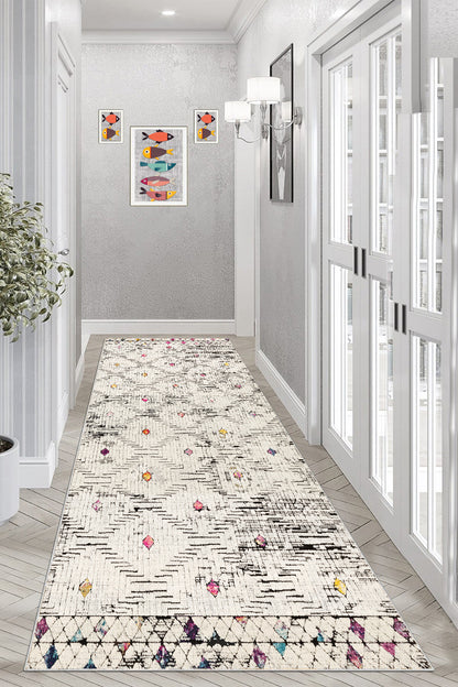 Elmas Desen Baskılı Kaymaz Taban Mutfak Halısı