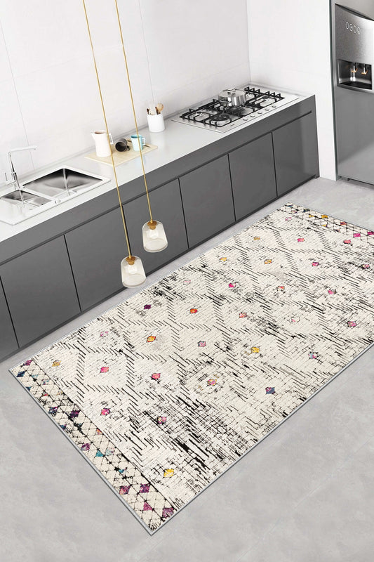 Elmas Desen Baskılı Kaymaz Taban Mutfak Halısı