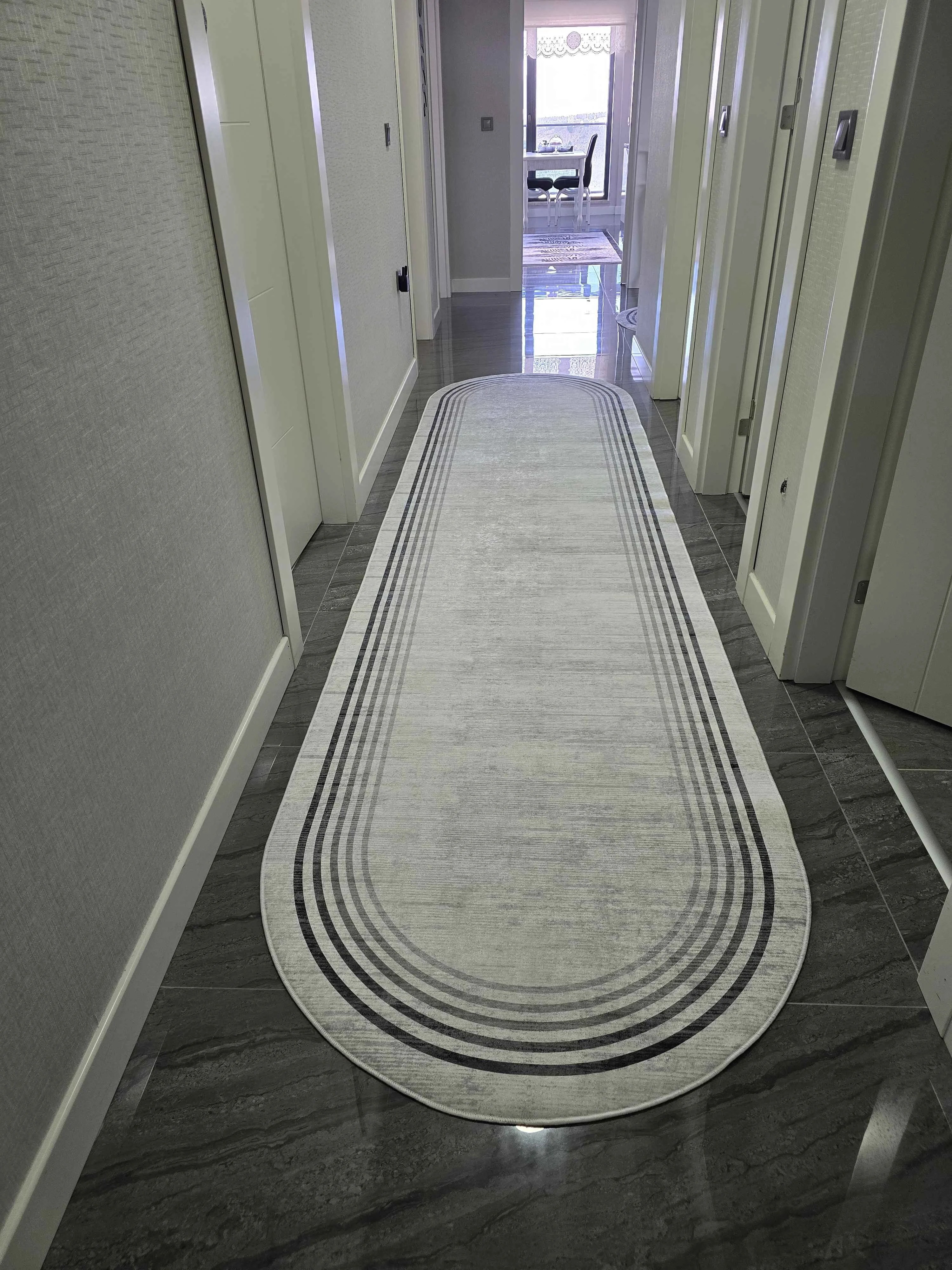 Aura gri oval Yeni Nesil Baskılı Halı & Yolluk