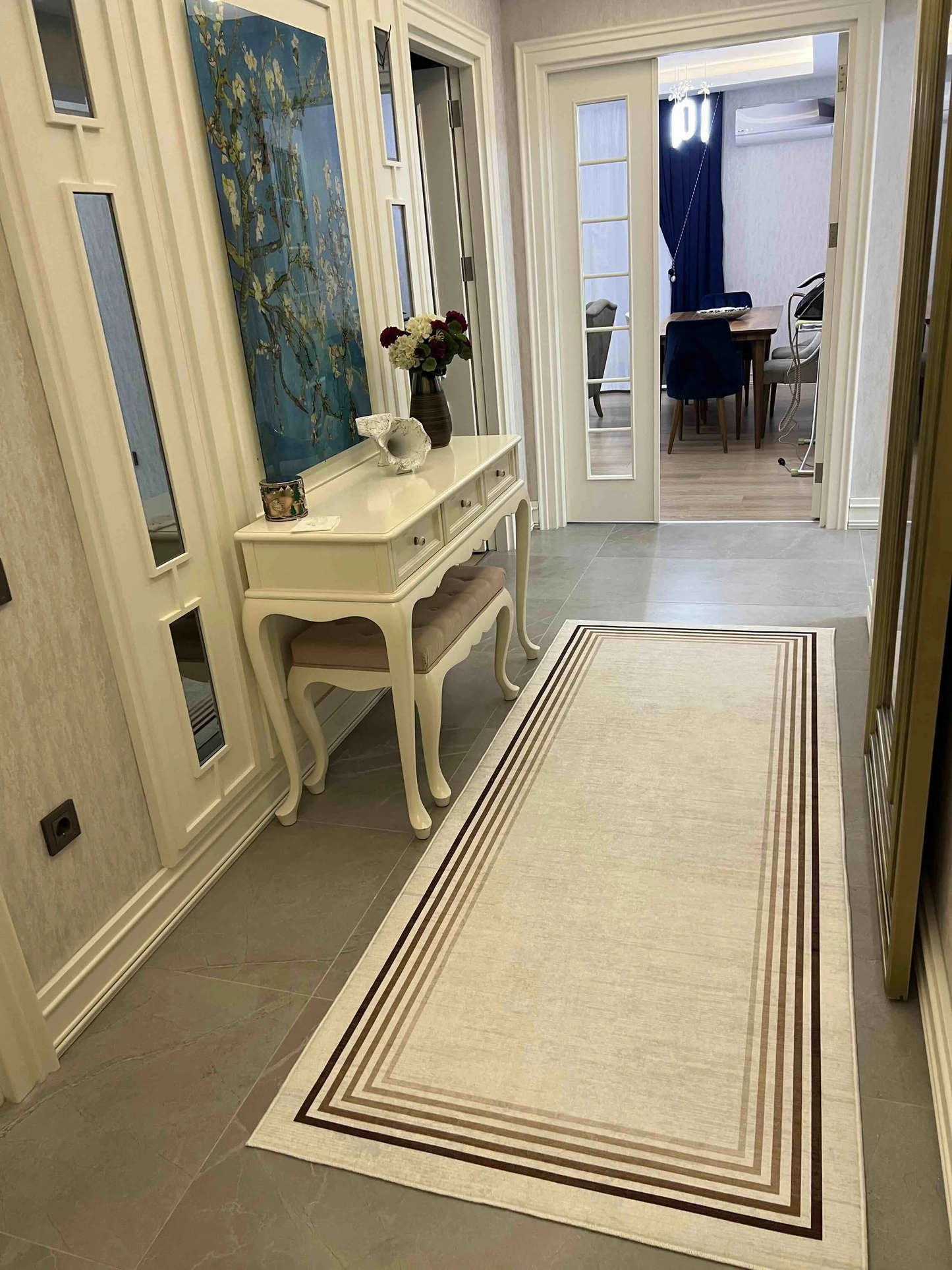 Aura krem Yeni Nesil Baskılı Halı & Yolluk