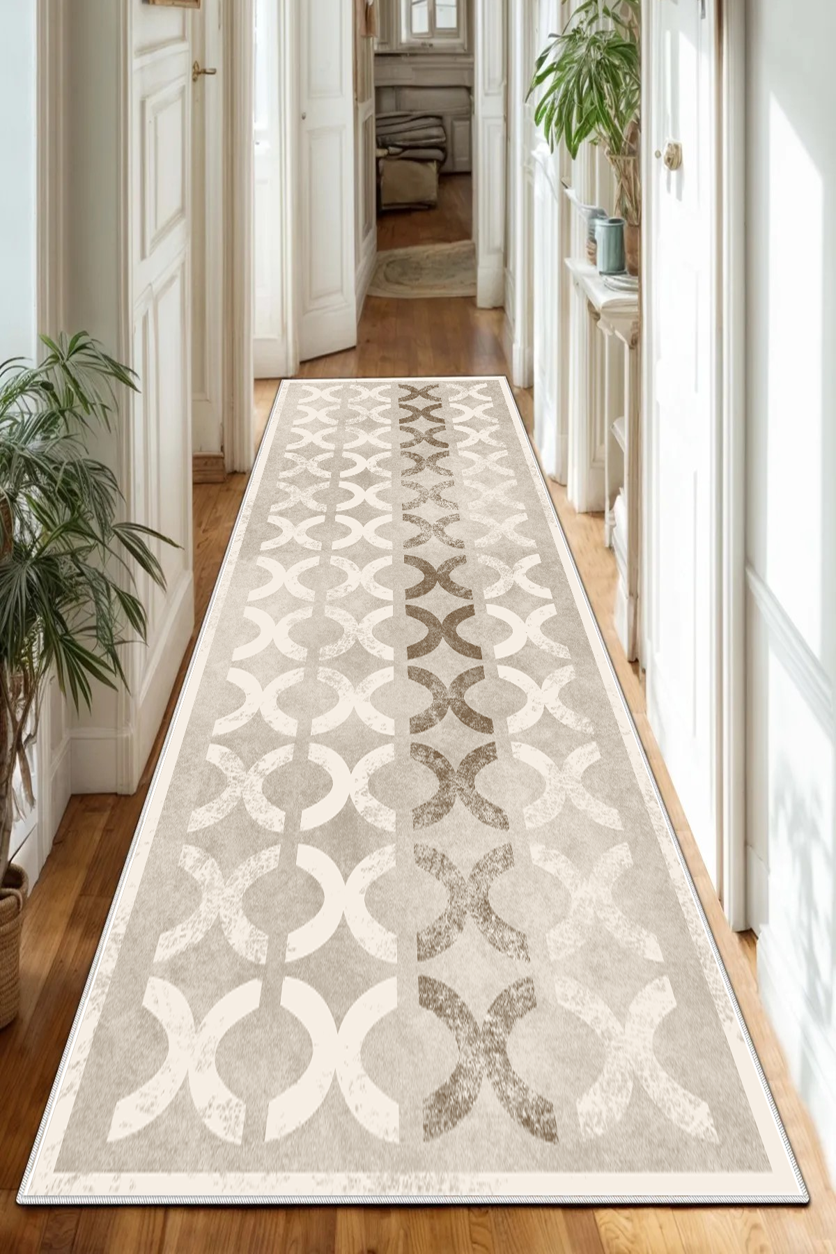 Güzel Bej Yeni Nesil Baskılı Halı & Yolluk