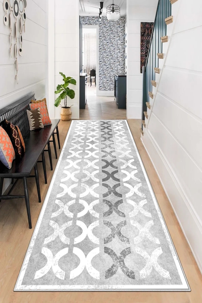 Güzel Gri Yeni Nesil Baskılı Halı & Yolluk