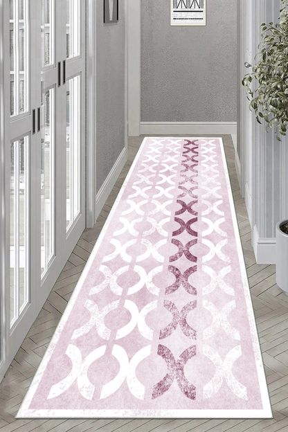 Güzel Pembe Yeni Nesil Baskılı Halı & Yolluk