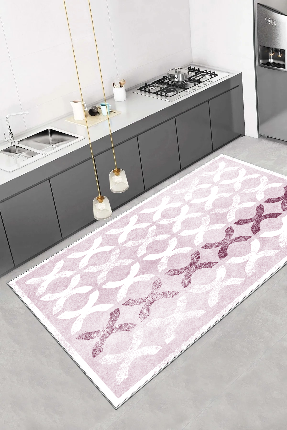 Güzel Pembe Yeni Nesil Baskılı Halı & Yolluk